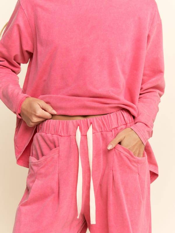 Davi & Dani - Wholesale Top & Pant Set (NOT Loungewear) - Women's - GARMENT WASHED LONG SLEEVE TOP AND PANTS SET2