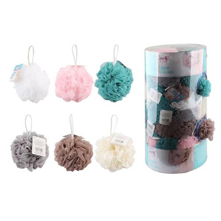 Deluxe Import Trading - Wholesale Bath Pouf/Sponge - Bath Shower Loofa Ball with Display Solid Color
