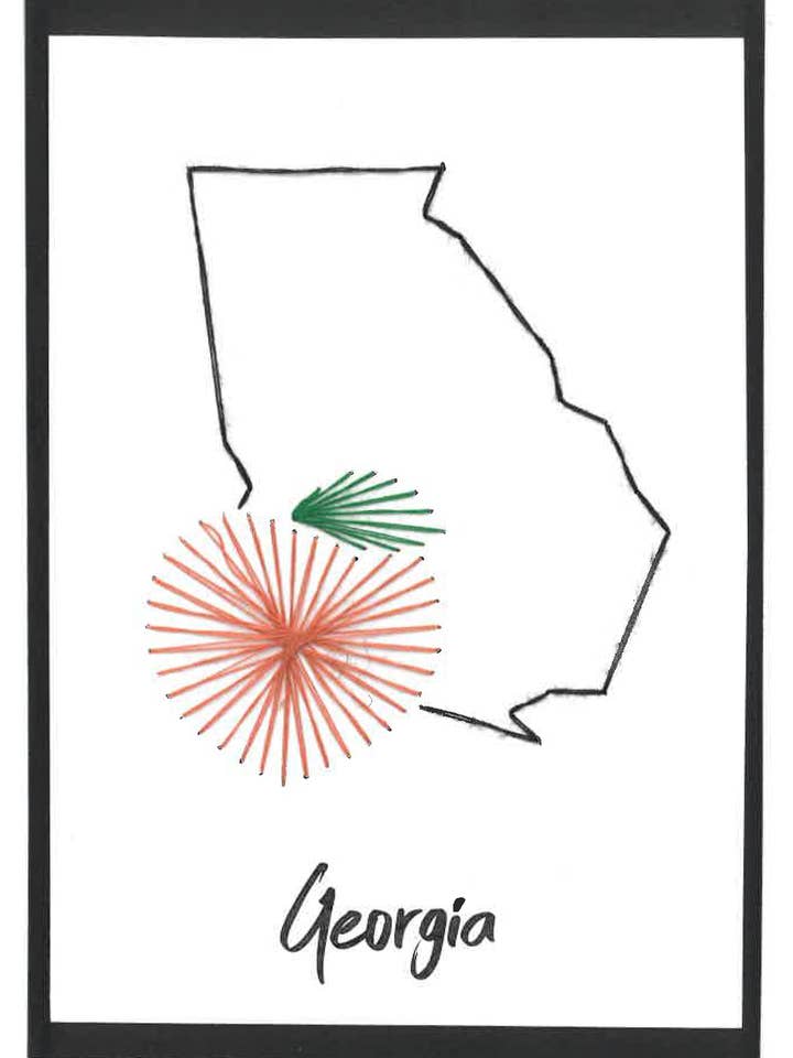 Georgia Peach- Hand Stitched Greeting Card for wholesale by Woven Dignity