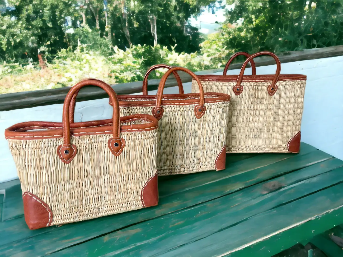 DarKech - Wholesale Basket - REED BASKET WITH LEATHER Handles 1