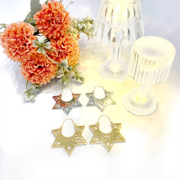 Atisha Spiritual Shop – Großhandel Ohrhänger – YOGA KUNDALINI OHRRINGE ~ Stilisierte Edelstahlringe mit Unaalome- und Lotussymbol6