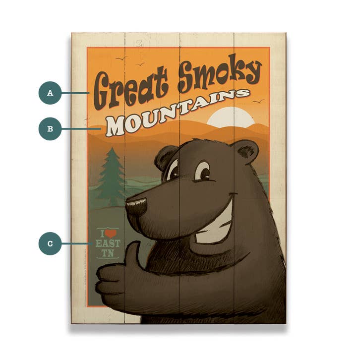 Grandes Smoky Mountains : Ours Pouce en l'air pour la vente par Old Wood Signs