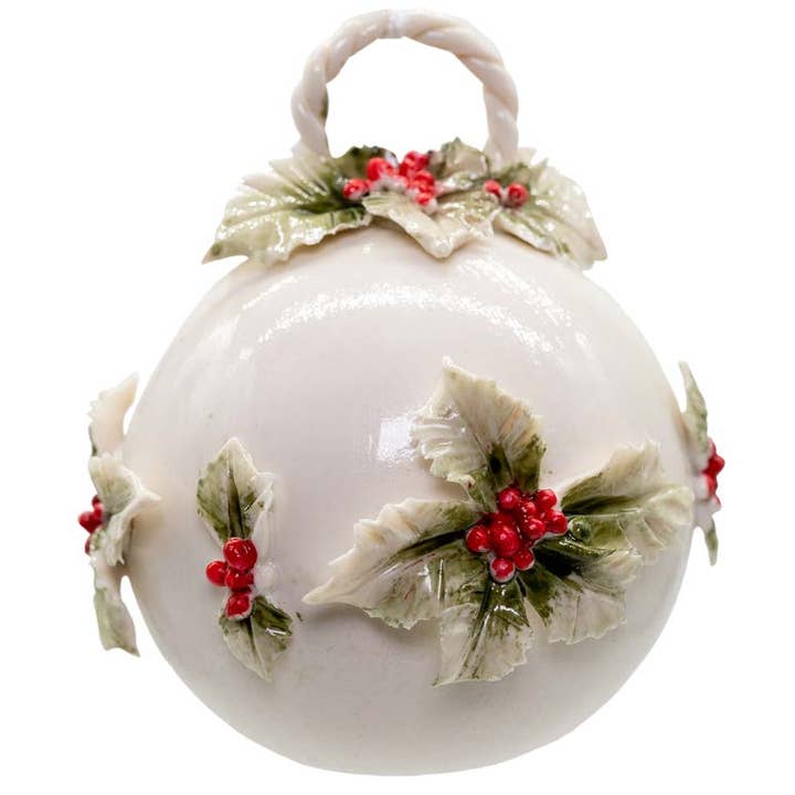 Handmade Christmas ball in Fine Porcelain in Italy for wholesale by REAL FABBRICA DI CAPODIMONTE S.r.l.