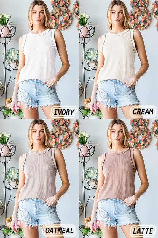 HEIMISH - Vendita all'ingrosso Canotta - Donna - TOP URBANO A COSTINE SENZA MANICHE ET7276-111