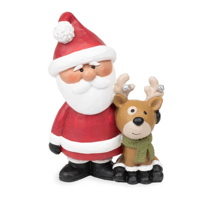 Santa & Reindeer Figurine for wholesale by Blossom Bucket & Crossroads Home