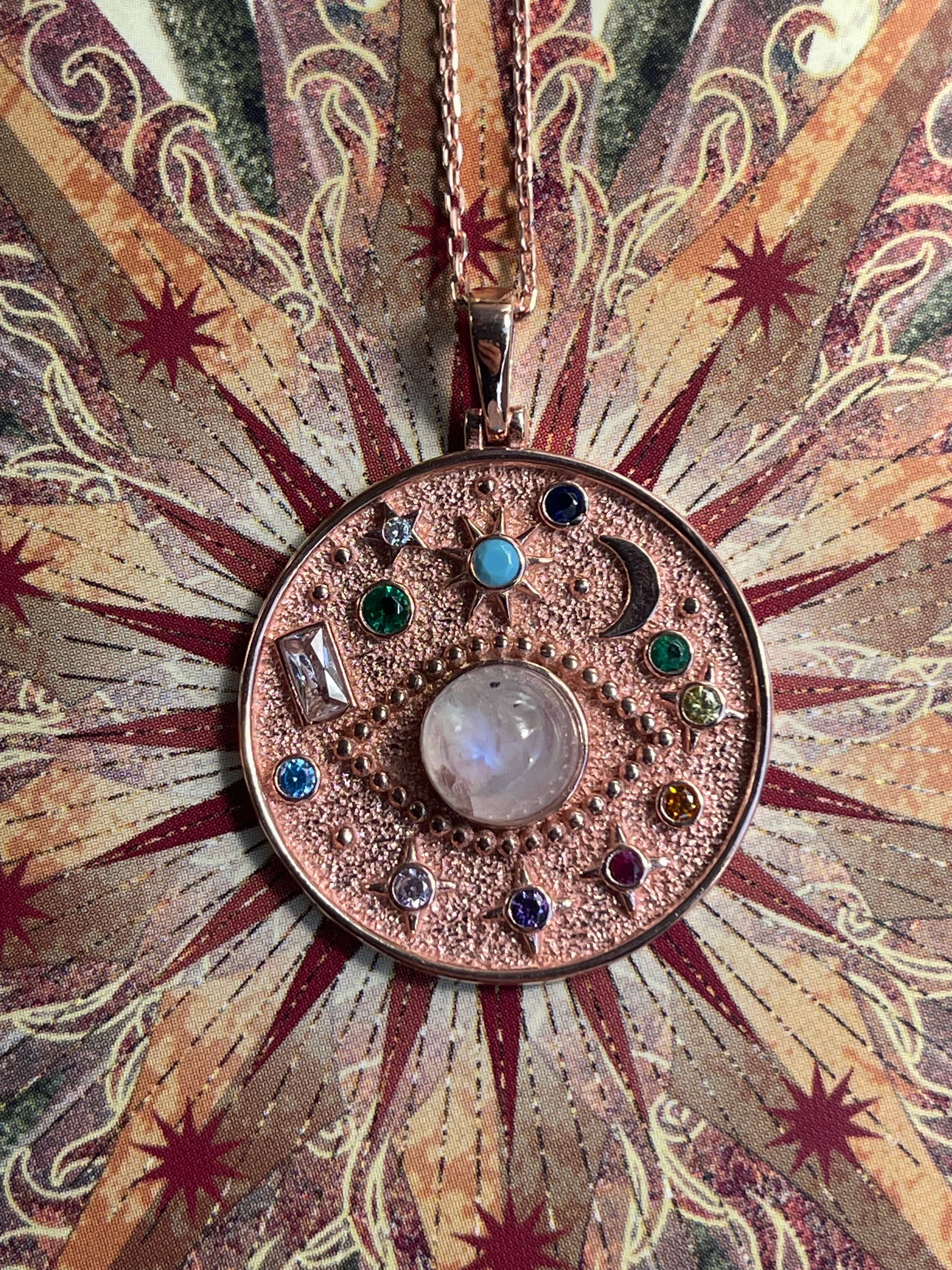 Flesh & Soul - Wholesale Pendant/Charm Necklace - EVIL EYE MOONSTONE Celestial Sterling Silver Necklace 11