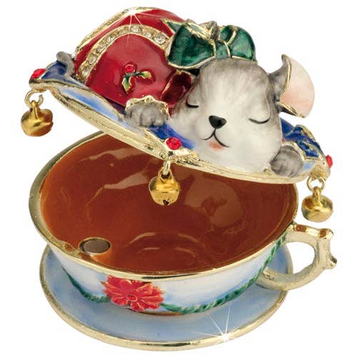 Craycombe Trinkets - Wholesale Christmas Decoration - Mouse In A Teacup Decorative Ornamental Christmas Trinket1