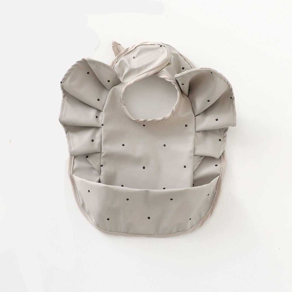 natureZOO of Denmark - Wholesale Bib - Baby - Frill Bib – Dusty Grey with Dots