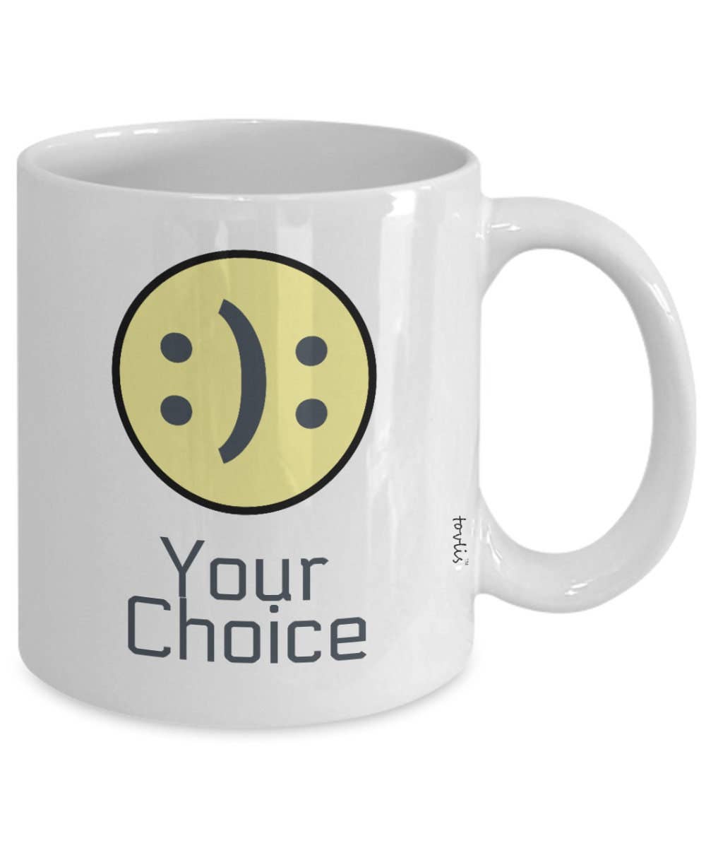 TOVLIS - Venta al por mayor Taza - Taza de té Your Choice Happy Sad Yellow Sad con cara sonriente, 325 ml1