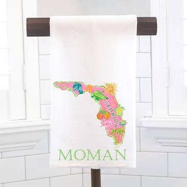 Floride, Torchons en Sac de Farine - Cadeau d'Hôtesse - Cadeau de Pendaison de Crémaillère - Préppy pour la vente par Moman Sales, Inc.