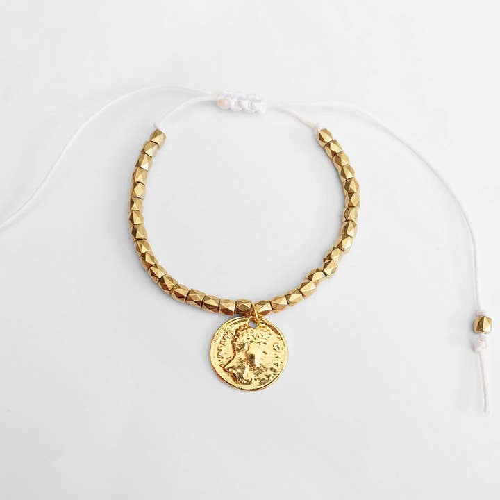 Greek Coin Boho Slider Bracelet for wholesale by Augusta Jewellery