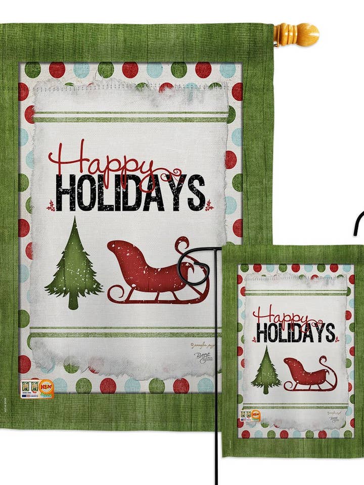 Classic Happy Holidays Wintertime Winter Wonderland Flag for wholesale by Two Group Flag Co