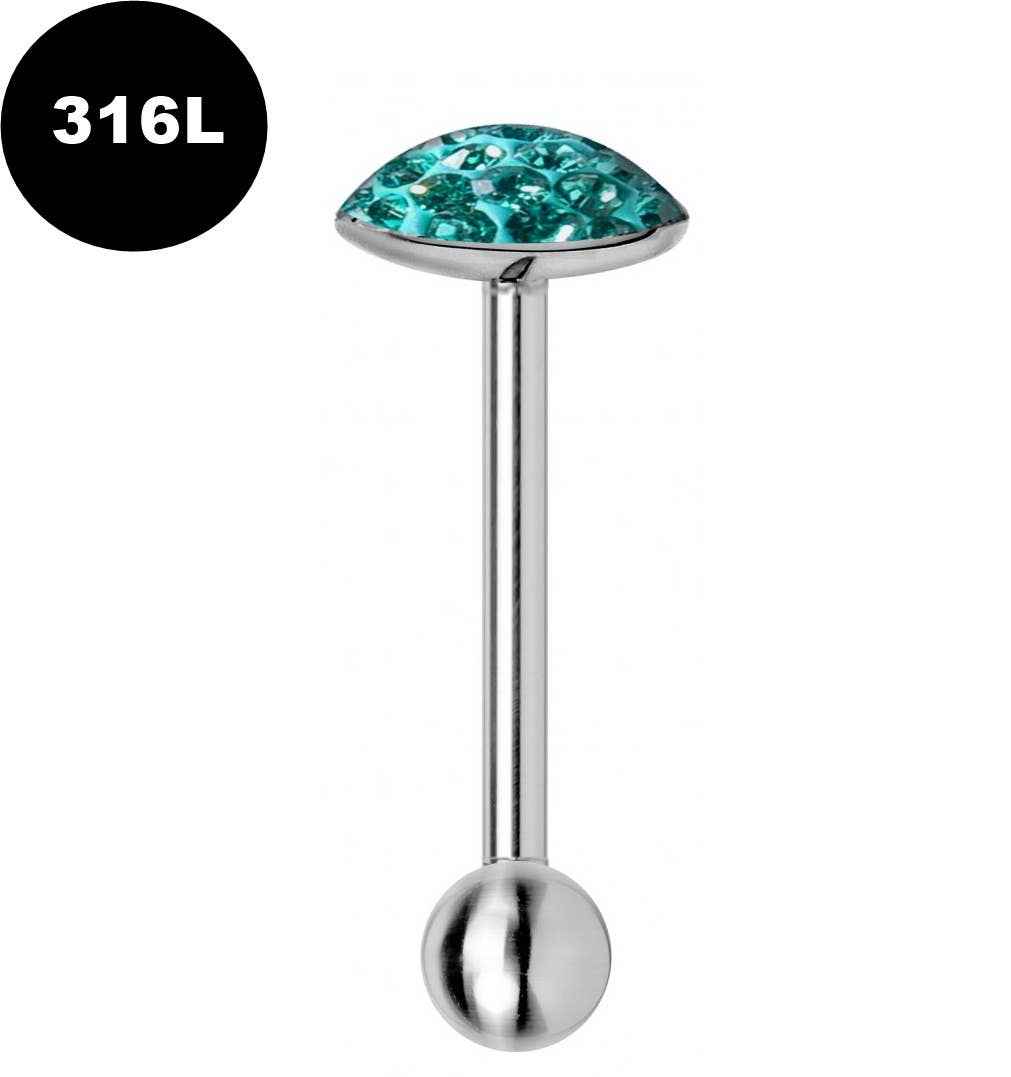 Bodytrend – wholesale Tongue ring – Flat Tongue Barbell & Epoxy Coated Multiple CZ Crystal-316L0