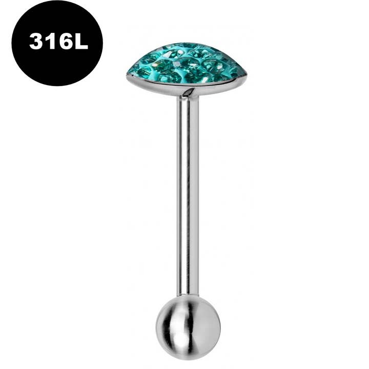Bodytrend – wholesale Tongue ring – Flat Tongue Barbell & Epoxy Coated Multiple CZ Crystal-316L