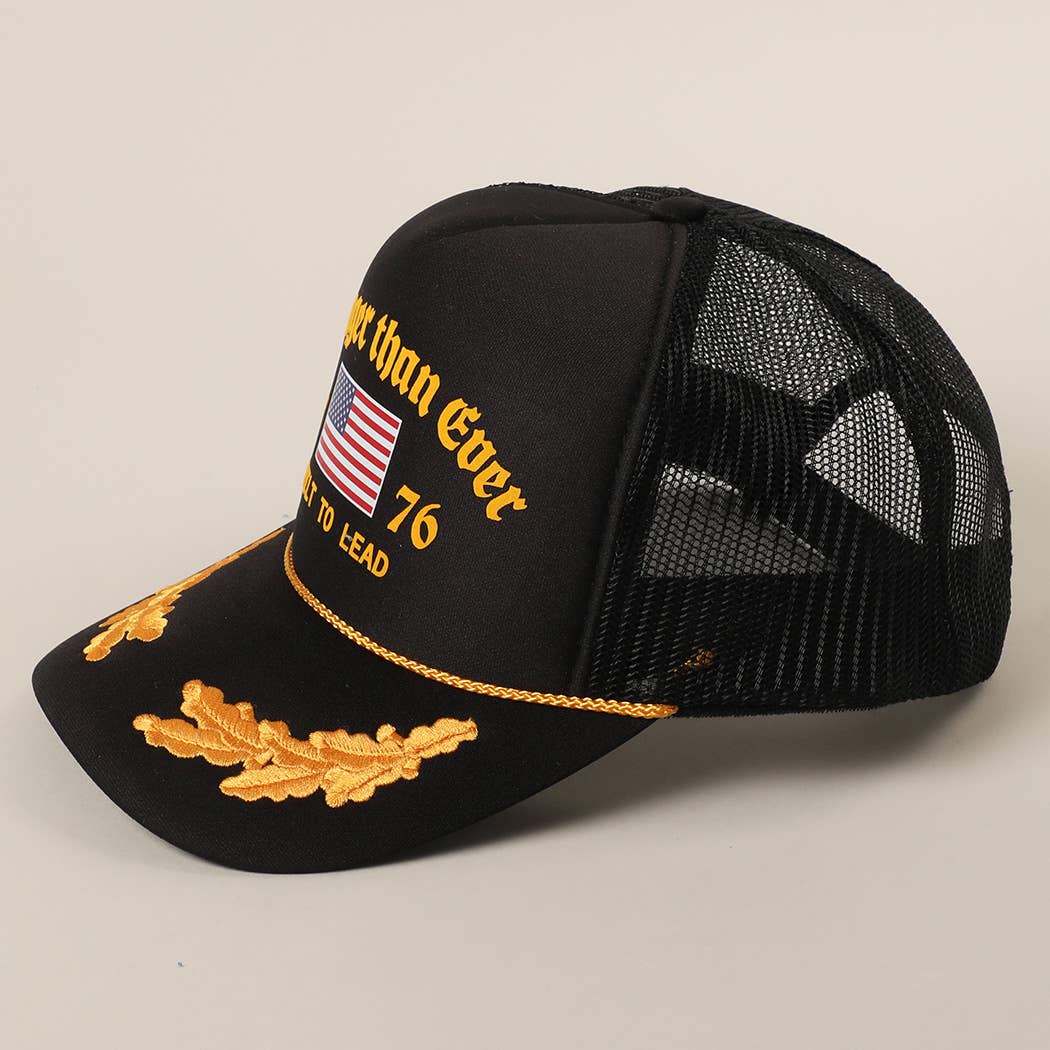 Fashion City - Vente Casquette de camionneur – unisexe - Casquette Trucker en Maille avec Imprimé Drapeau Américain Plus Fort que Jamais2