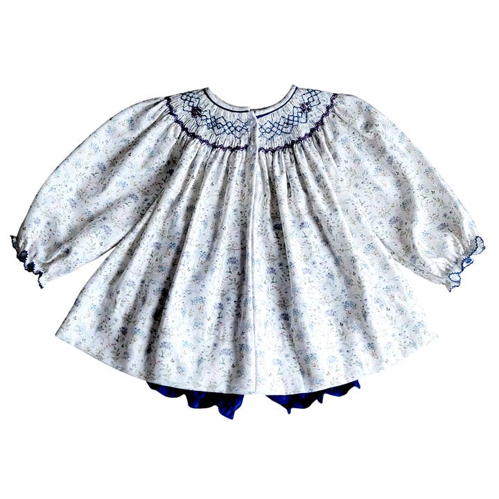 Marco and Lizzy - Wholesale Dress - Kids - Mia - Long sleeve Fall floral girl hand Smocked Bishop