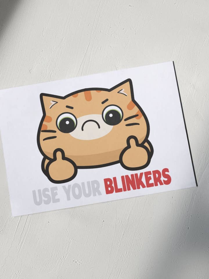 USE YOUR BLINKERS Car Decal Bumper Peeker Cat Vinyl Sticker for wholesale by Small Noggin Studios