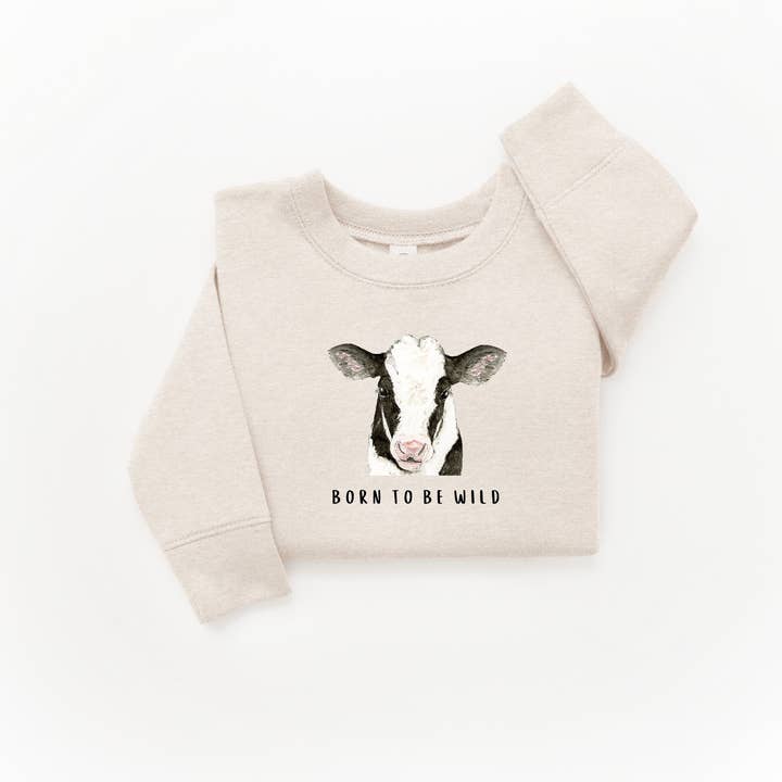 Cow Born to be Wild Sweatshirt for wholesale by WLDFLWR Studio