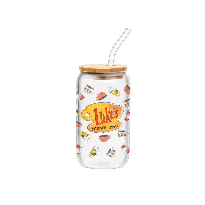 Gobelet en verre Gilmore pour filles de 16 oz avec couvercle en bambou pour la vente par Silver Buffalo