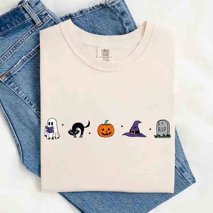 Halloween-ikoner Bekväma Färger T-shirt – Pumpa Höst T-shirt för wholesale av Adorb Custom Tees