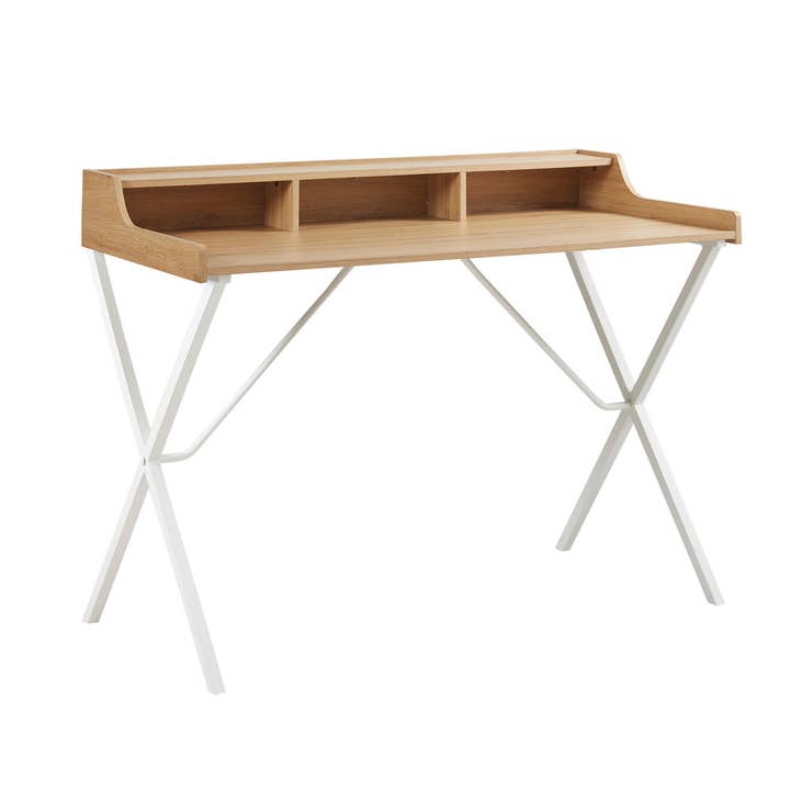 Olliix - Wholesale Desk Set - Computer Writing Desk with Cubic Storage, Natural/White
