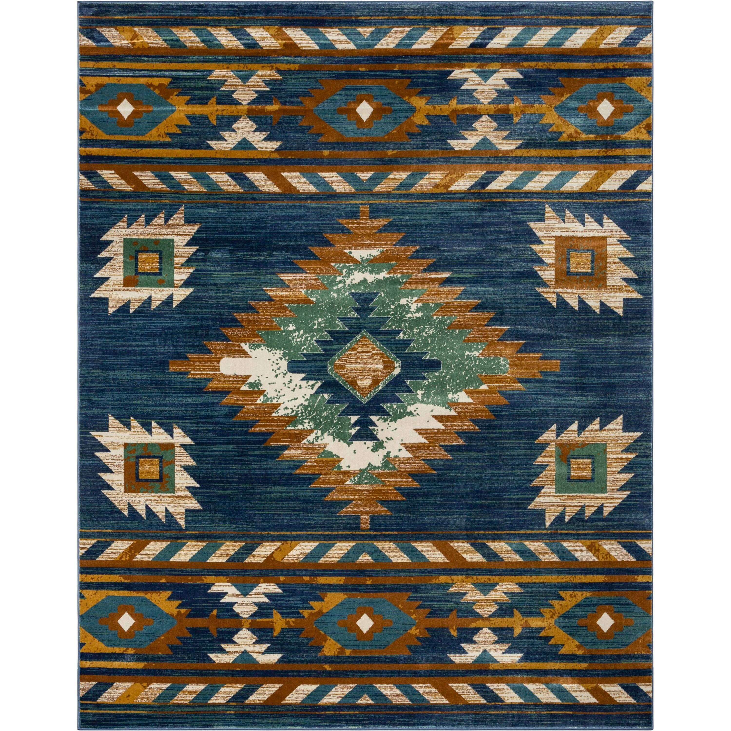 Well Woven – wholesale Matta – Lea Blå Traditionell Sydvästra Tribal Matta1