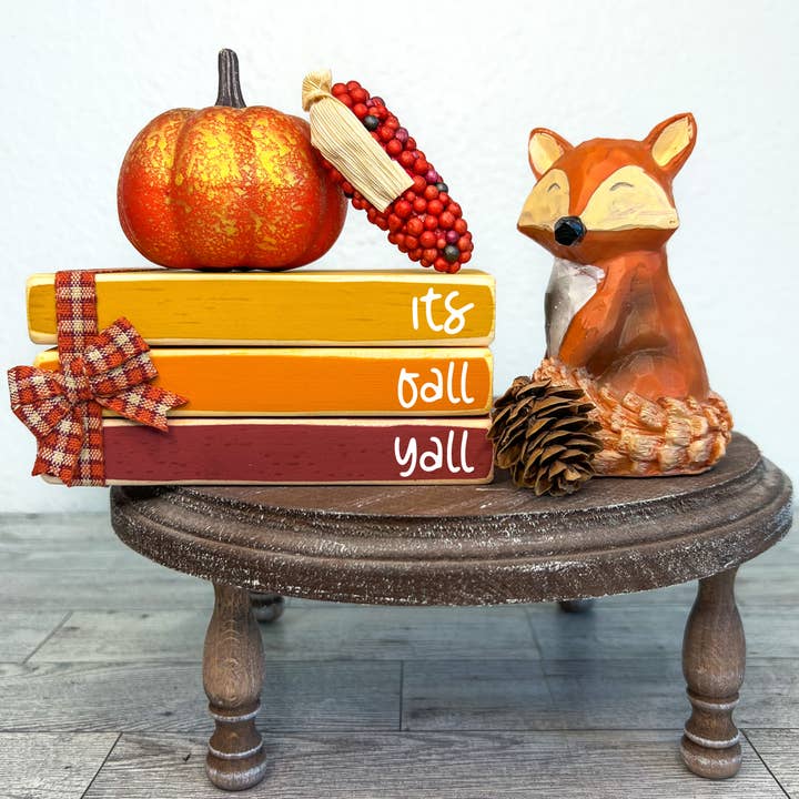 Fall mini book stacks | Autumn tiered tray | It’s fall y’all for wholesale by Ruaille Buaille Co