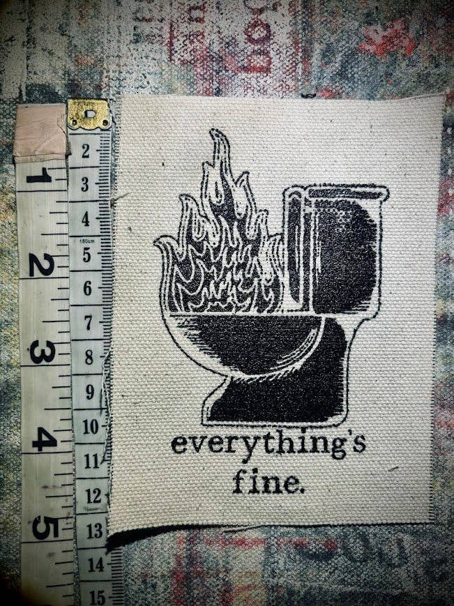 Three Raccoons - Wholesale Patch - Everything's Fine. Toilet fire patch.1