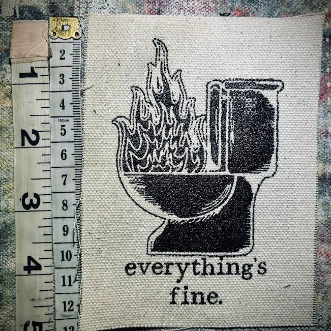 Three Raccoons - Wholesale Patch - Everything's Fine. Toilet fire patch.1