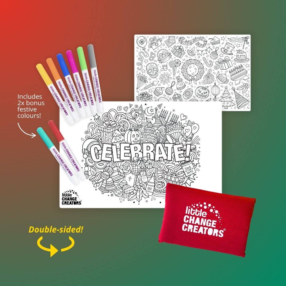 Little Change Creators - Wholesale Colouring and activity book – kids and baby - CELEBRATE! Reusable Colouring Activity Set | Christmas Gift7