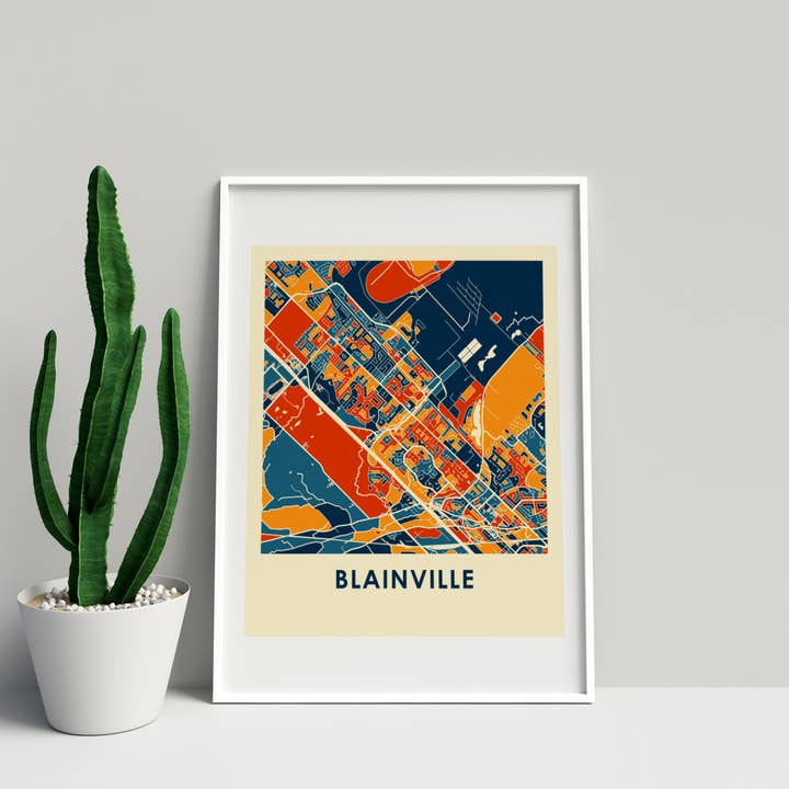 8 x 10" Prussian Blainville karta Skriv ut - Chroma Style för wholesale av ILIKEMAPS