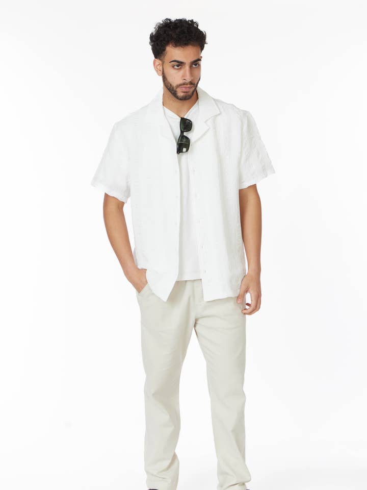 Crochet/Textured Short Sleeve Men's Shirt for wholesale on Faire