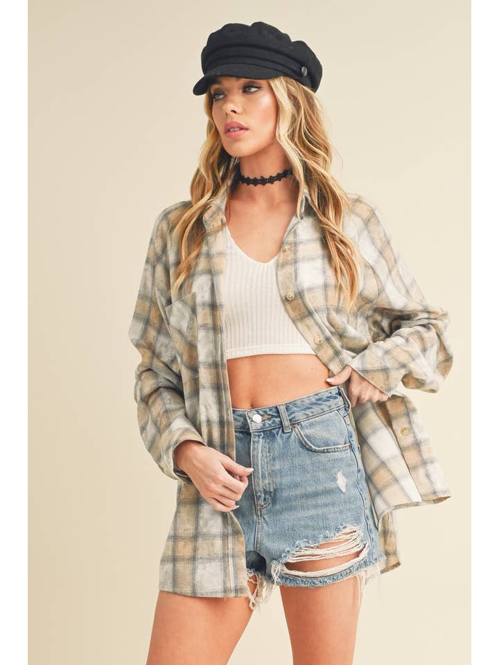 AEMI + CO – wholesale Tröja med knappar – Dam – 8323DN Laura skjorta i tvättat rutigt flanelltyg21