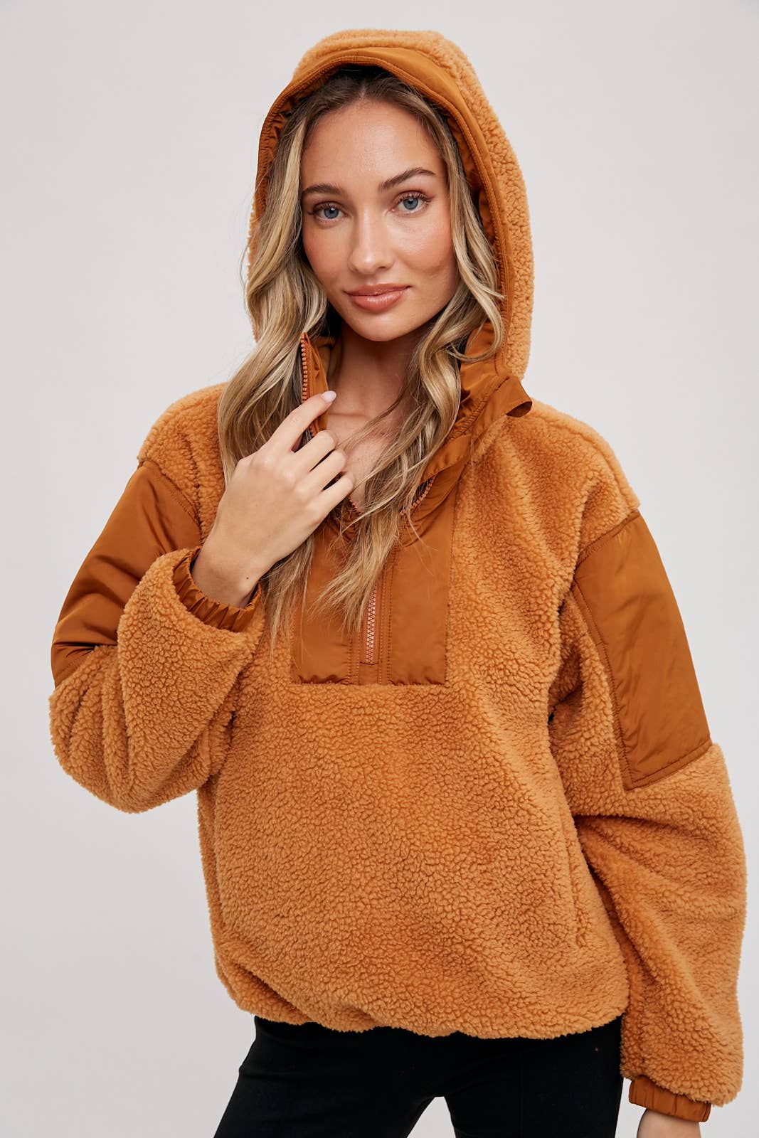 Bluivy - Wholesale Hoodie - Women's - FAUX SHEARLING CONTRAST HOODIE25