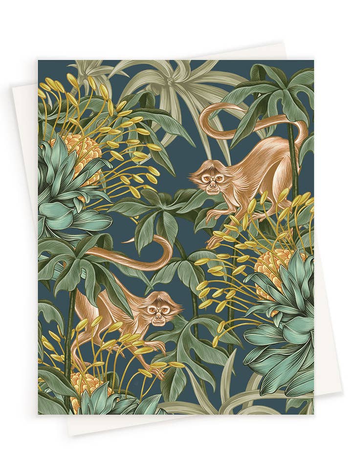 Blank | Monkey Love in Navy | Greeting Card for wholesale by LINNA