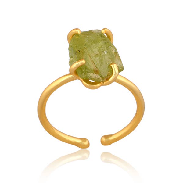 Raw Peridot Ring - August / Leo Birthstone Crystal for wholesale by BellaMira Home