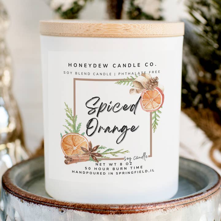 Spiced Orange 8 oz Candle for wholesale by Honeydew Candle Co.