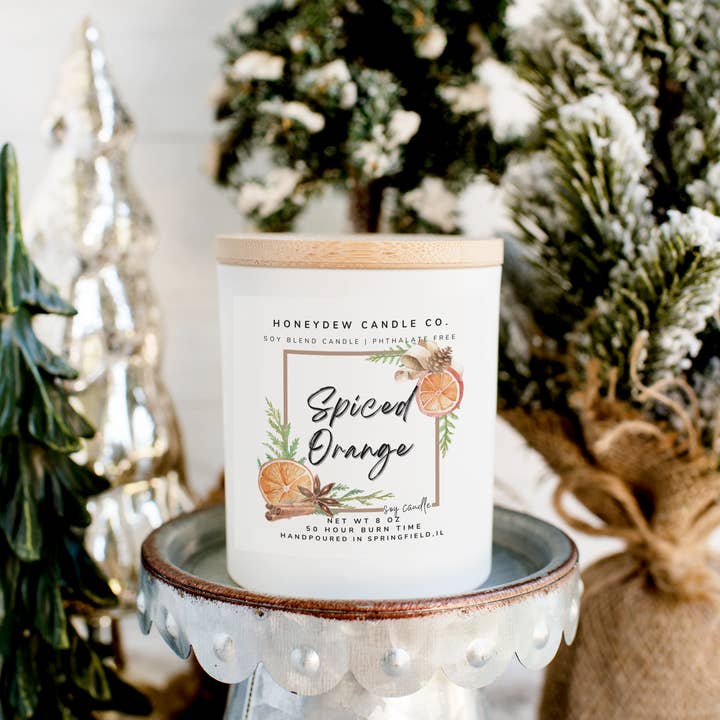 Spiced Orange 8 oz Candle for wholesale by Honeydew Candle Co.