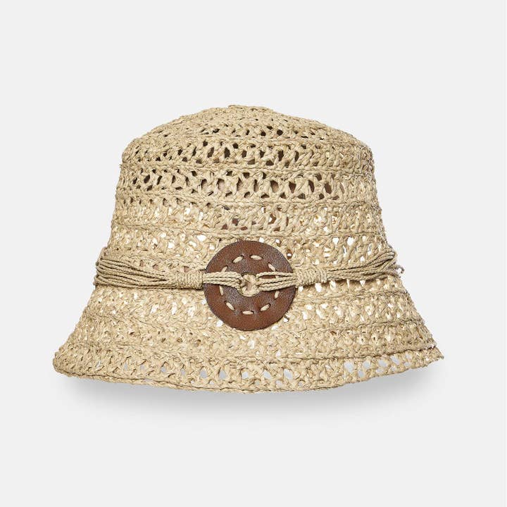 SANS-ARCIDET PARIS - Vendita all'ingrosso Cappello da pescatore - Donna - Cappello a secchiello Arlette SS24 in rafia intrecciata naturale3