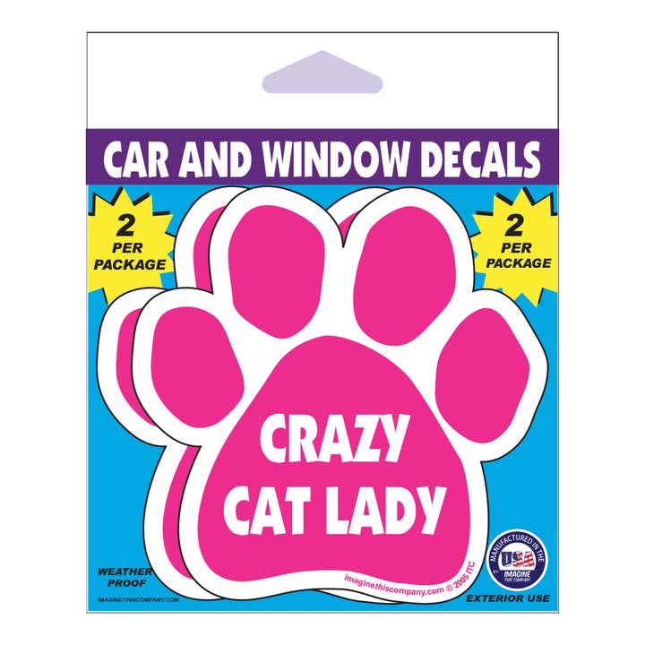 Imagine This Company - Vente Autocollant - Sticker pour vitres de voiture Crazy Cat Lady