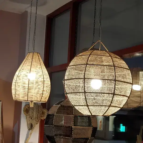 High crafty – wholesale Chandelier/hanging light – 💡 Handmade Bast Ceiling Lamp – Natural Raffia, 60×50 cm0