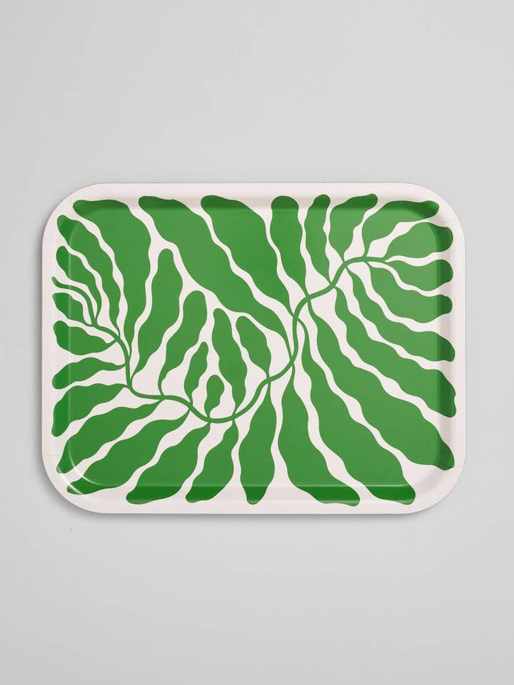 Grote Rechthoekige Berken Dienblad met Lente Groene Bladeren voor wholesale door Wrap (US duties paid)