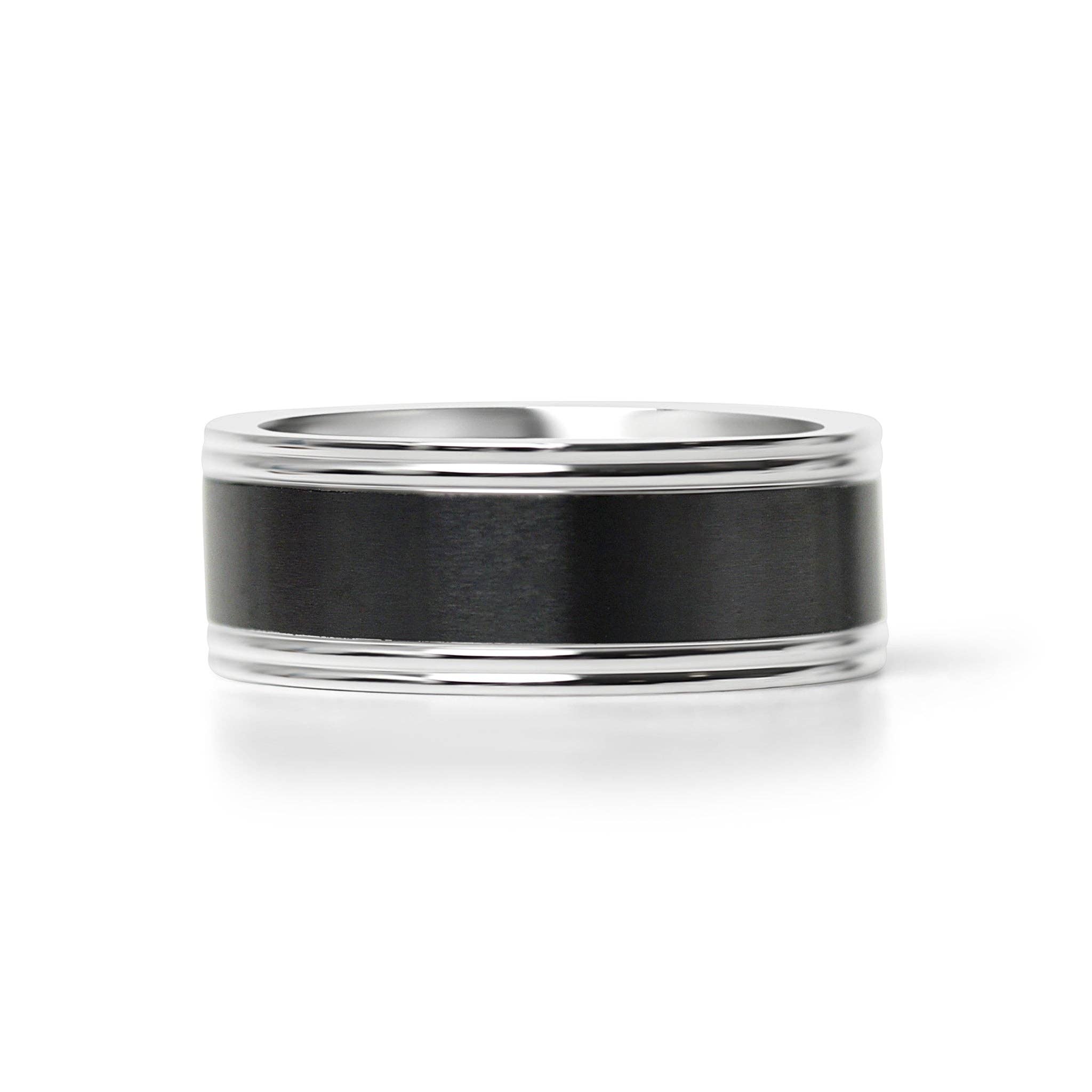 WJW - Wholesale Band/Stacked Ring - Black Center Polished Stainless Steel Ring1