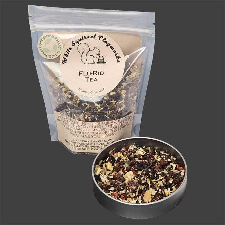 WSC- Flu-Rid Tea - Loose leaf - 2 oz package for wholesale by White Squirrel Clayworks