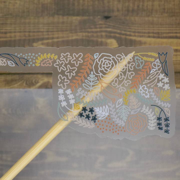 Clear Oklahoma Floral Sticker. Weatherproof State Sticker. Vinyl Matte Sticker. for wholesale by Nolie Co