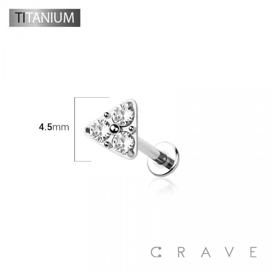 CRAVE - Wholesale Stud/Post Earrings - IMPLANT GRADE SOLID TITANIUM TRIANGLE TRIPLE CZ PUSH IN TOP3