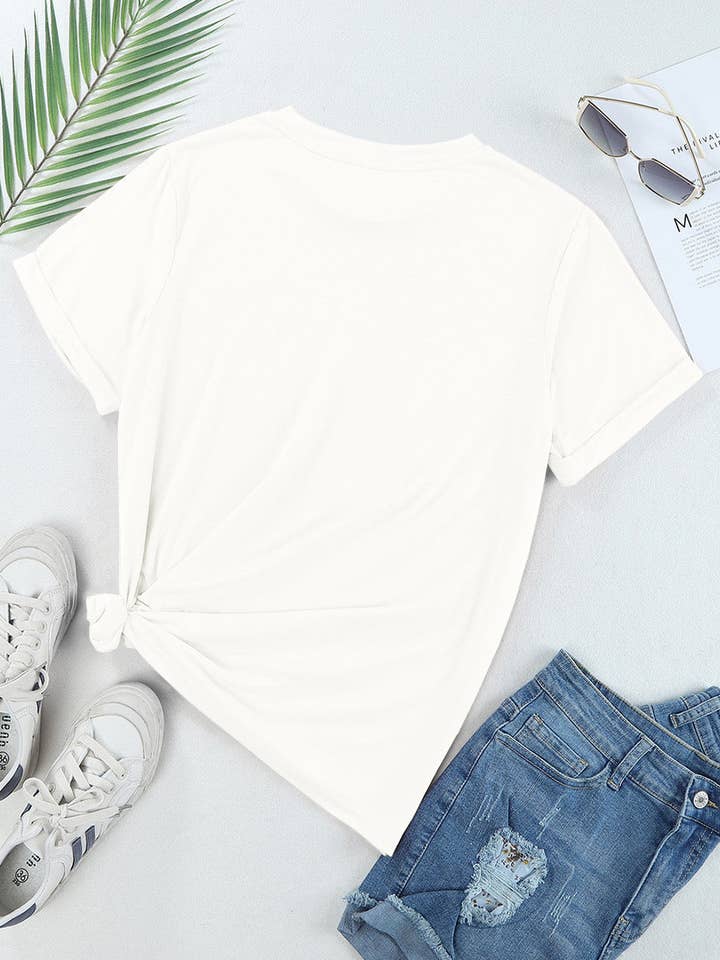 Lovesoft - Wholesale T-Shirt - Women's - Multicolor Sequined American Flag Star Graphic T Shirt