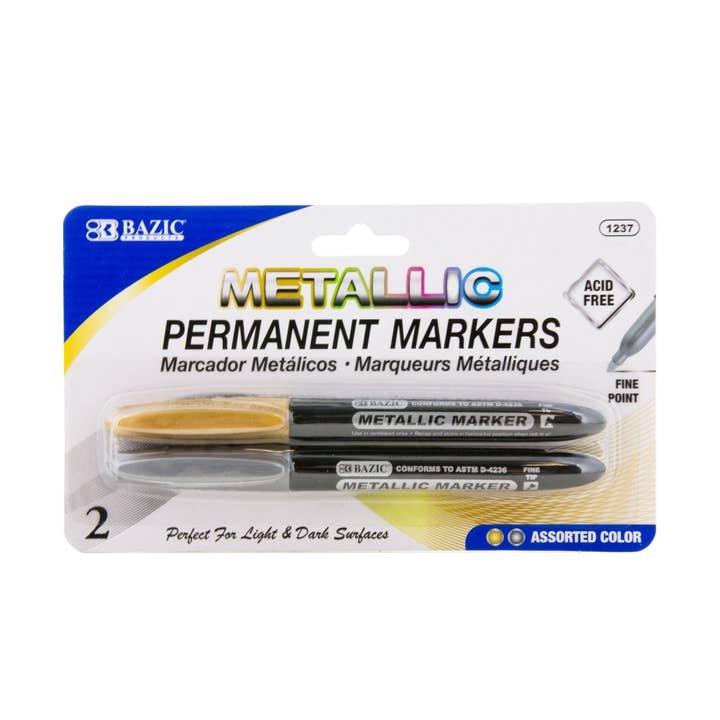 Silver & Gold Metallic Markers (2/Pack) for wholesale by BAZIC Products
