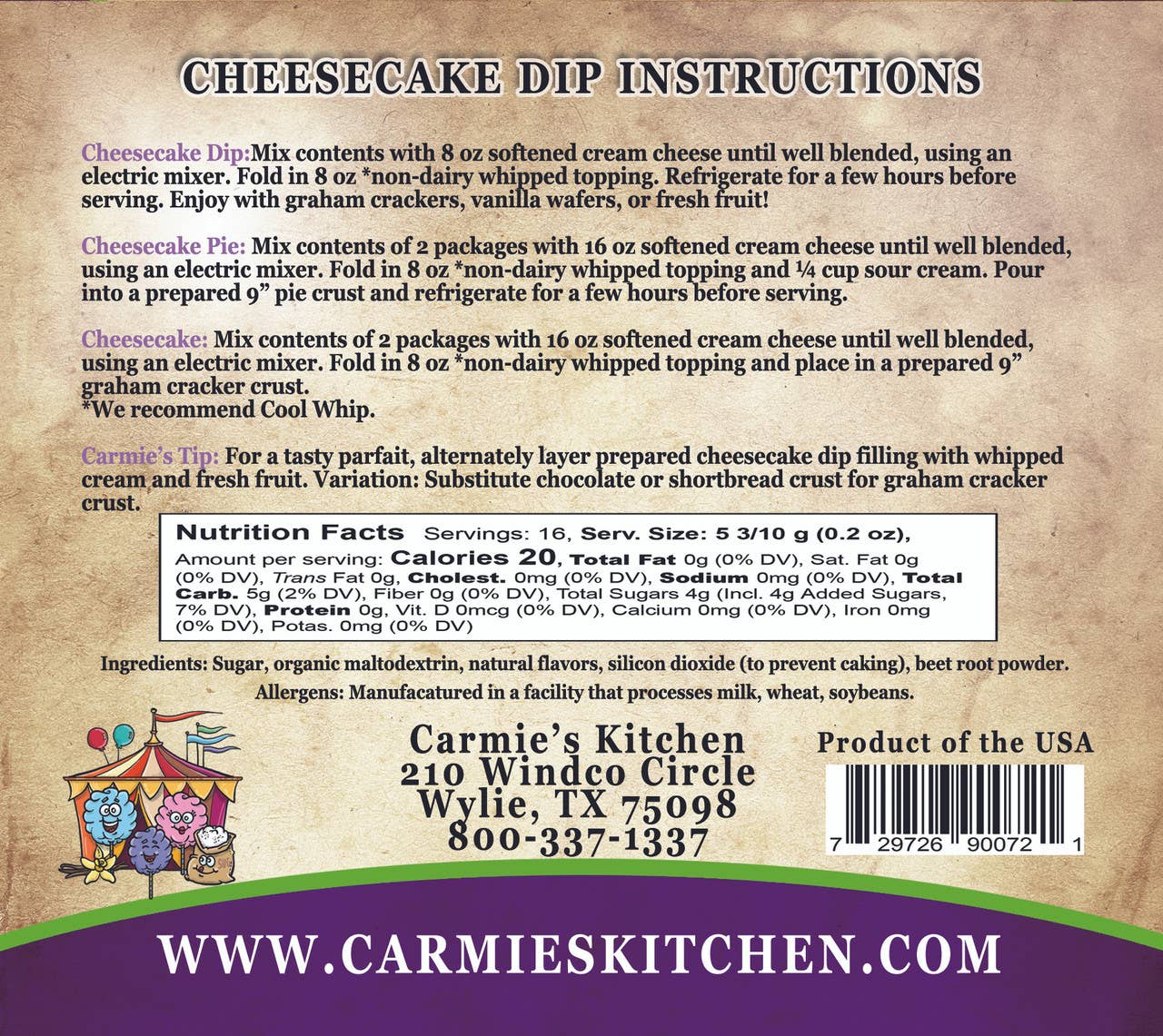 Carmie's Kitchen - Wholesale Dip - Carnaval Suikerspin Cheesecake Mix1