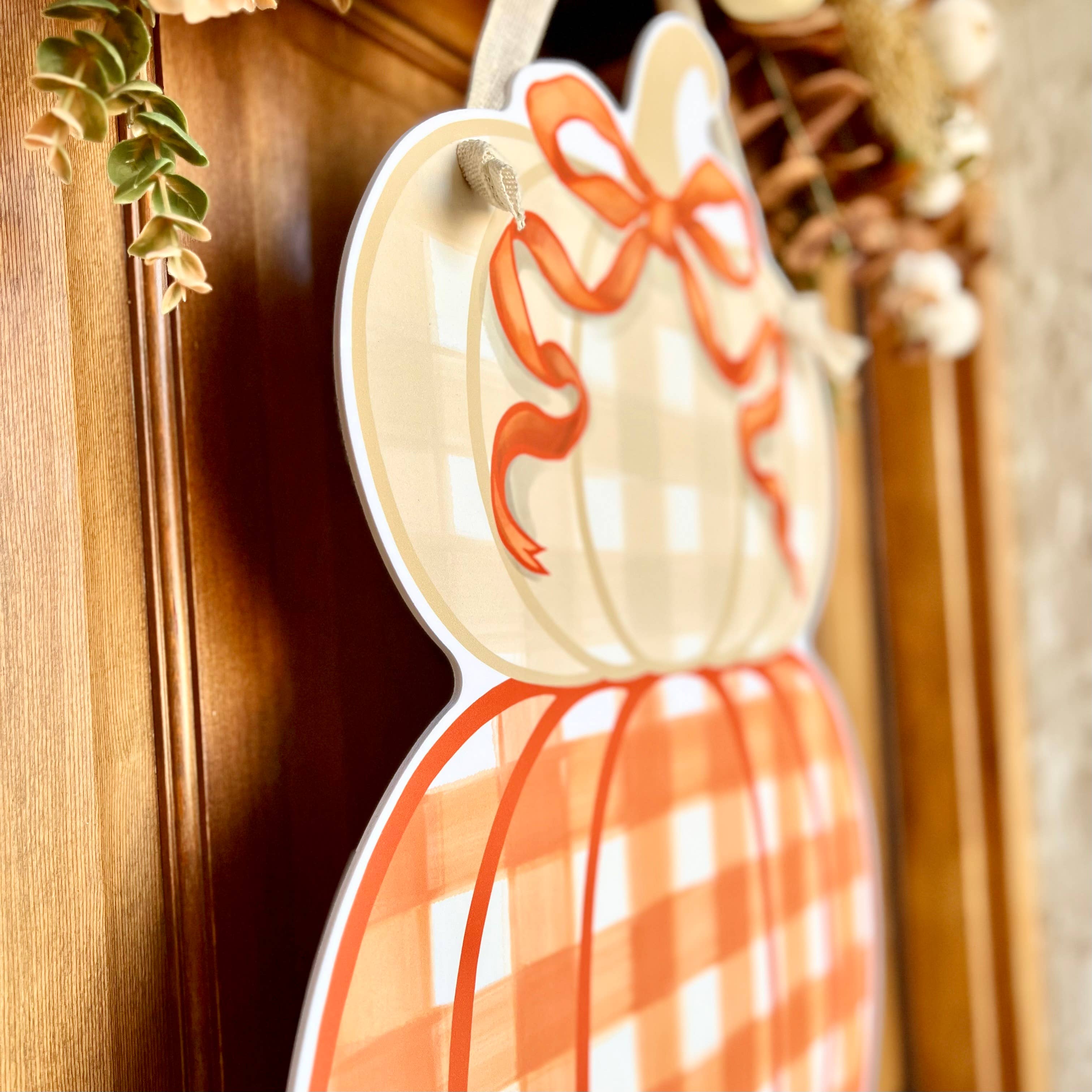 Songbird Grove Collection - Wholesale Door Hanger - Orange Stacked Pumpkin Duo Door Hanger0